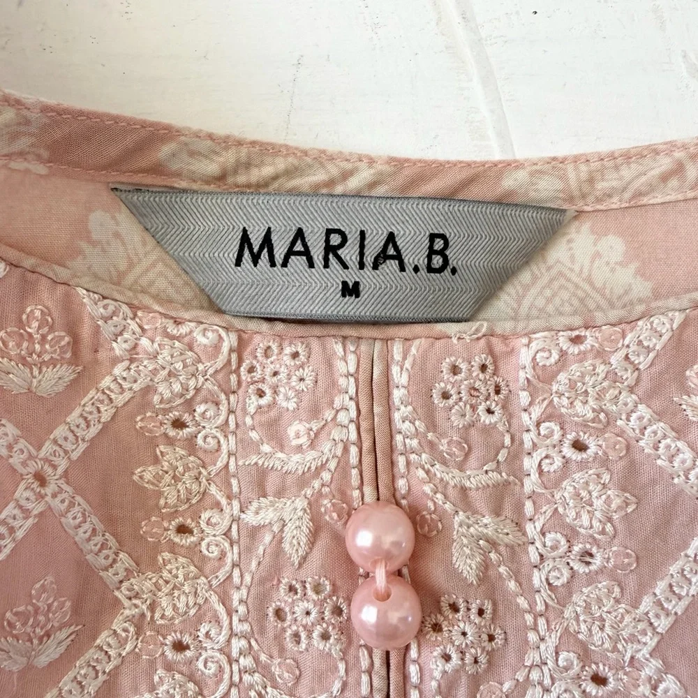 Maria.B Pakistanis Embroidered Beaded Dress Pink Peach Dress Size M - Picture 3 of 8